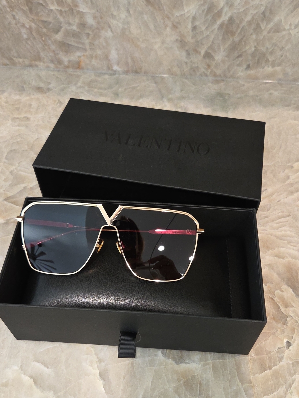 Valentino V FRAME GOLD SUNGLASSES NWT